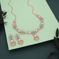 Tehzeeb Creations Rose Gold-Polished Sky Blue Colour Necklace With Stud | Grocsy