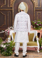 Raivat Ethnic Art Silk Digital Print Work Jacket Set In Multicolour | Grocsy