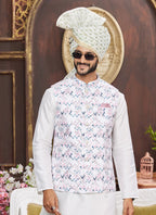 Raivat Ethnic Art Silk Digital Print Work Jacket Set In Multicolour | Grocsy