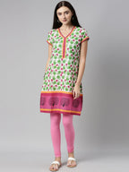 Souchii Pink Solid Slim-Fit Churidar-Length Leggings | Grocsy