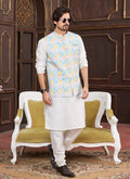 Raivat Ethnic Art Silk Digital Print Work Jacket Set In Multicolour | Grocsy