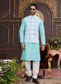 Raivat Ethnic Art Silk Digital Print Work Jacket Set In Multicolour | Grocsy