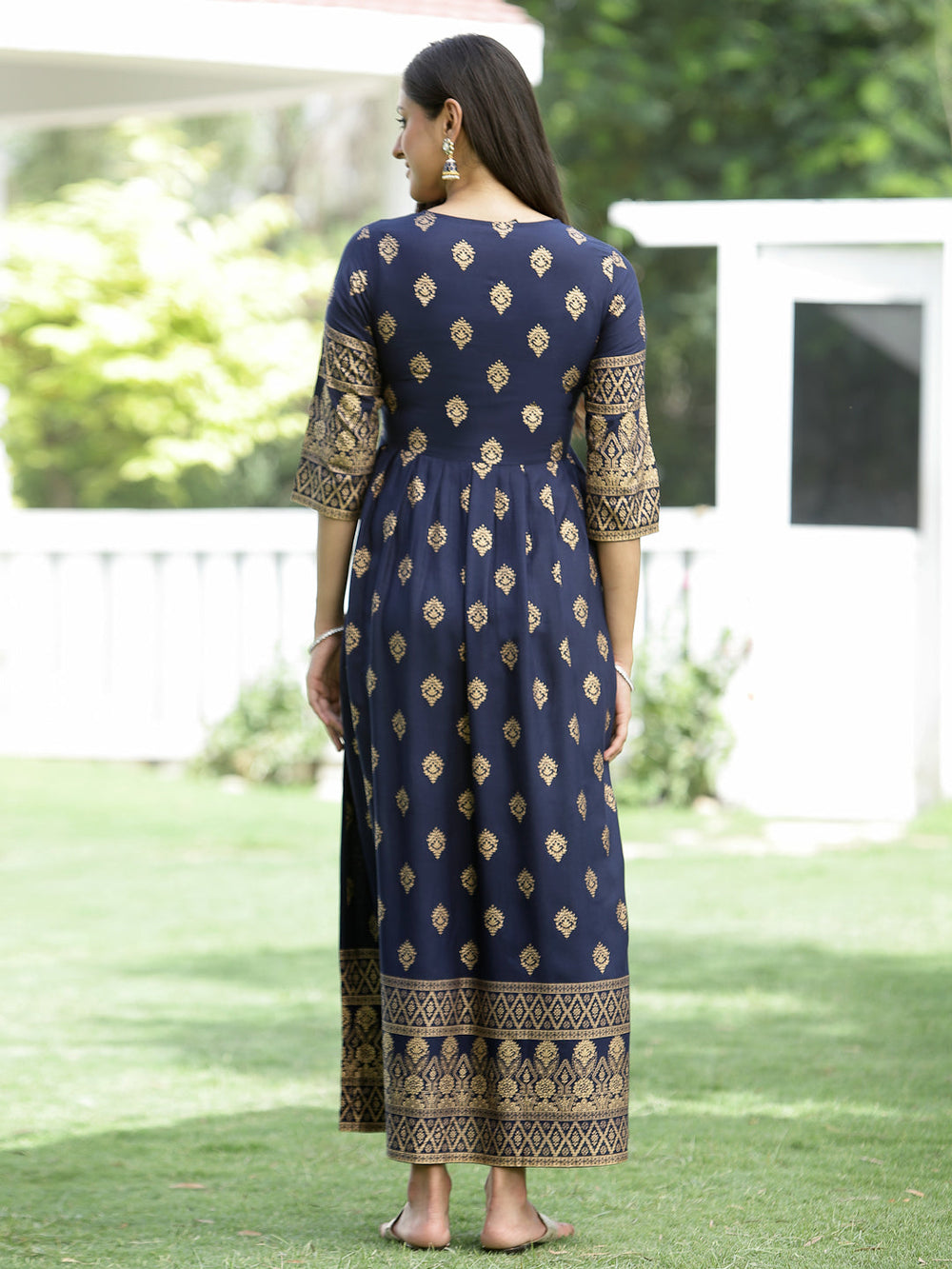 Juniper Indigo Rayon Festive Dress For Women | Grocsy