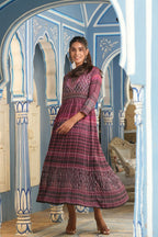Juniper Multi Muslin Festive Printed Flared Kurta For Women | Grocsy