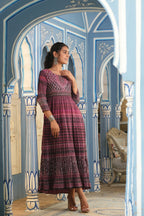 Juniper Multi Muslin Festive Printed Flared Kurta For Women | Grocsy