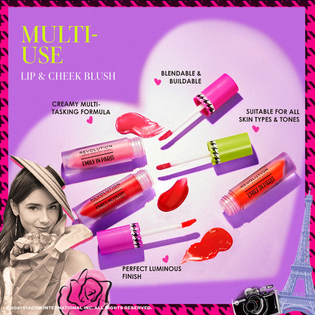Makeup Revolution X Emily In Paris Multi-Use Lip & Cheek Blush Paris Fantasy Rouge | Grocsy