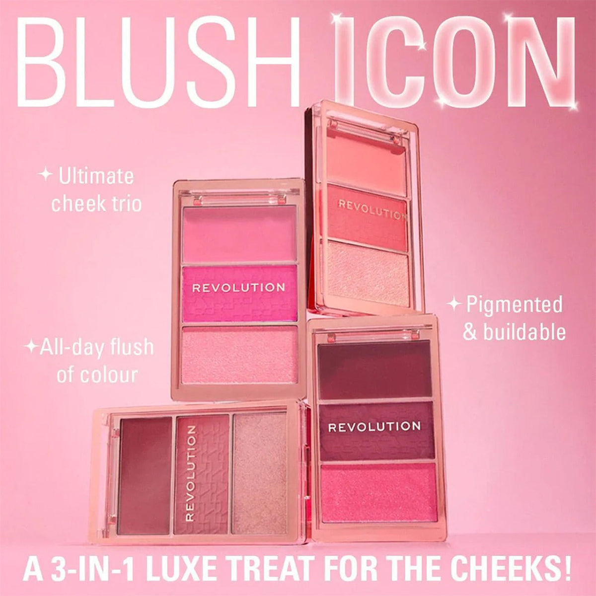 Makeup Revolution Blush Icon Palette - Hot Pink Flag | Grocsy