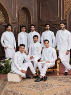 Raivat Ethnic Art Silk Digital Print Work Jacket Set In Sky Blue Colour | Grocsy