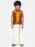 Sethukrishna Boys Yellow & White Shirt with Dhoti | Grocsy