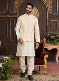 Raivat Ethnic Art Silk Digital Print Work Jacket Set In Light Yellow Colour | Grocsy