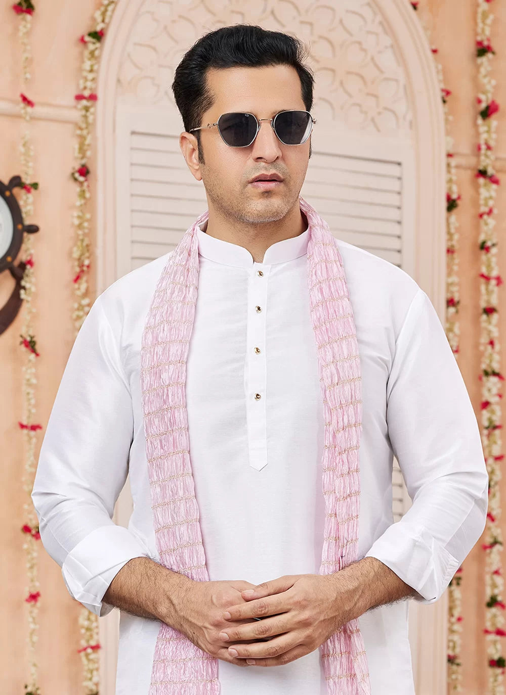 Raivat Ethnic Off White Colour Art Silk Kurta Pajama With Matching Dupatta | Grocsy