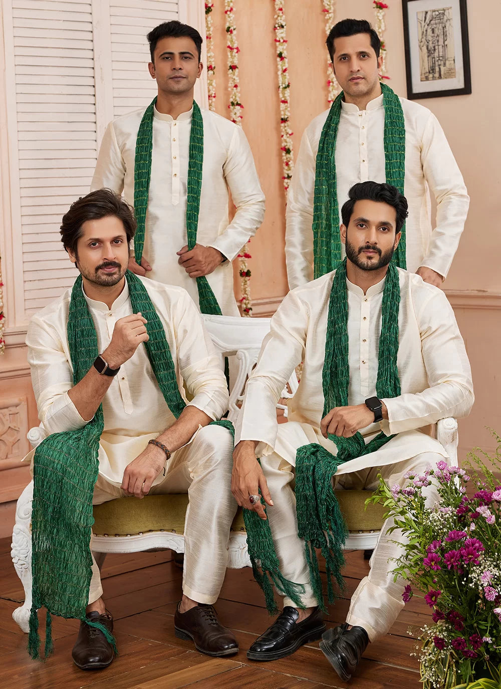 Raivat Ethnic Beige Colour Art Silk Kurta Pajama With Matching Dupatta | Grocsy