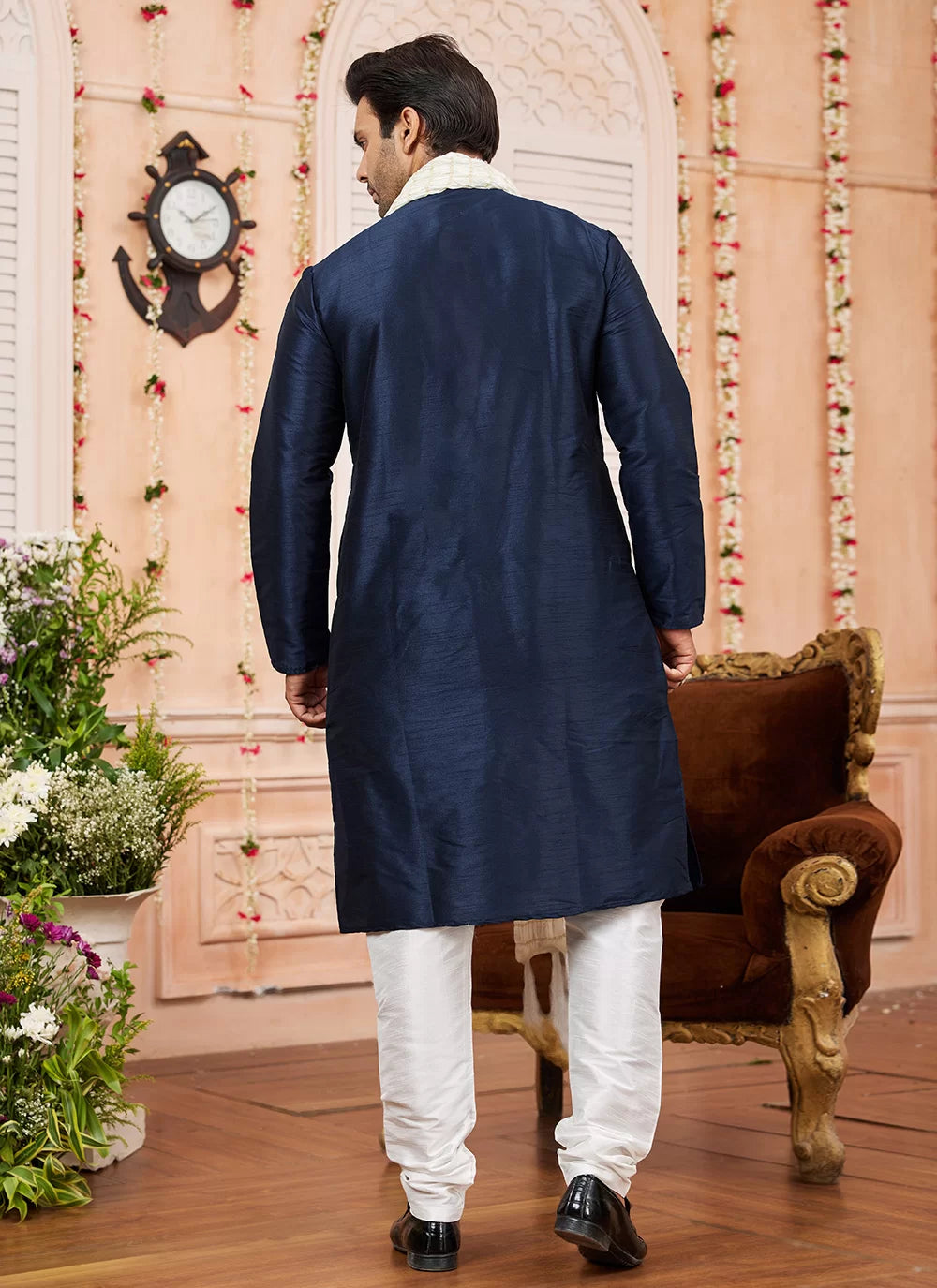 Raivat Ethnic Blue Colour Art Silk Kurta Pajama With Matching Dupatta | Grocsy