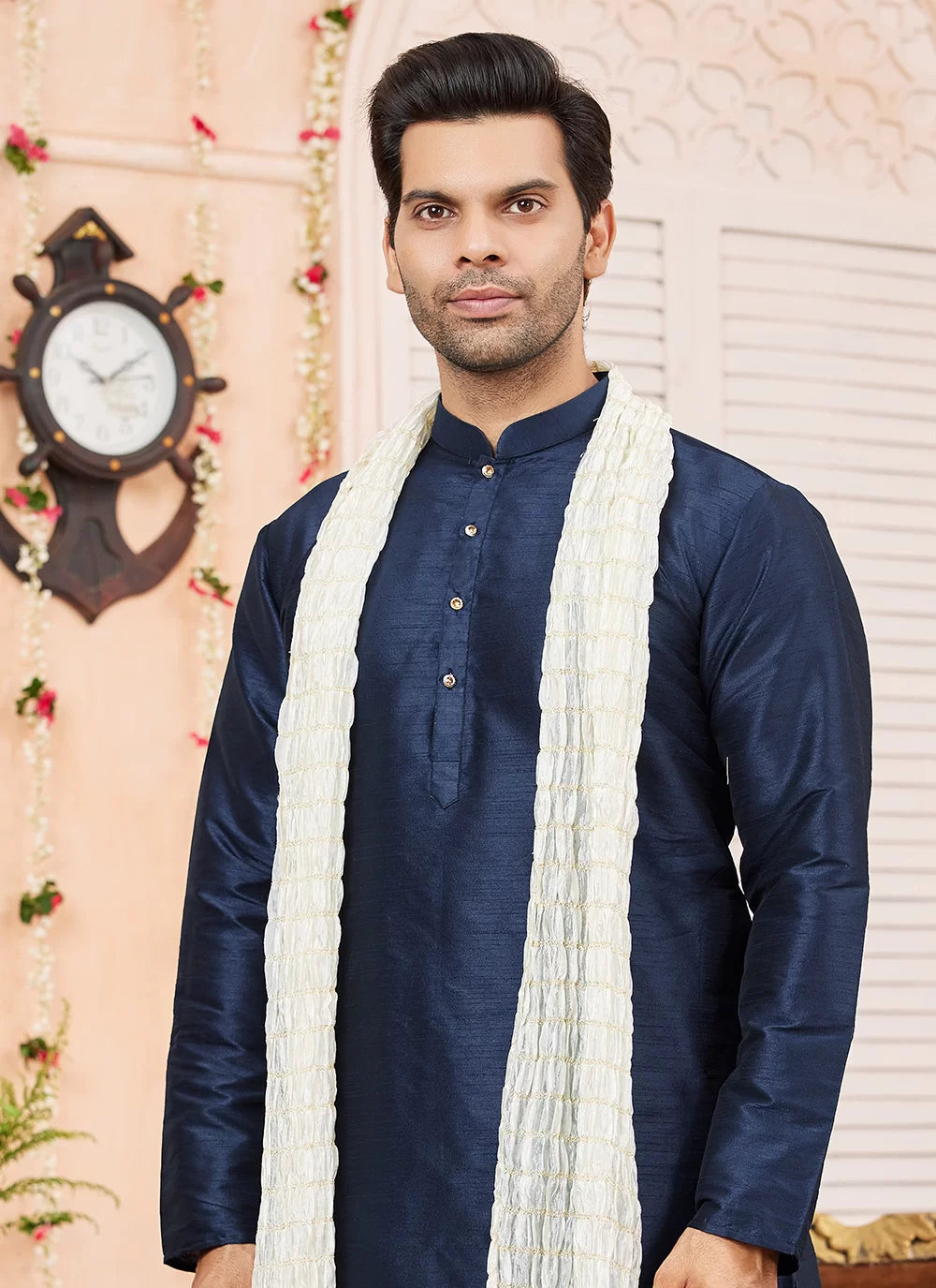 Raivat Ethnic Blue Colour Art Silk Kurta Pajama With Matching Dupatta | Grocsy