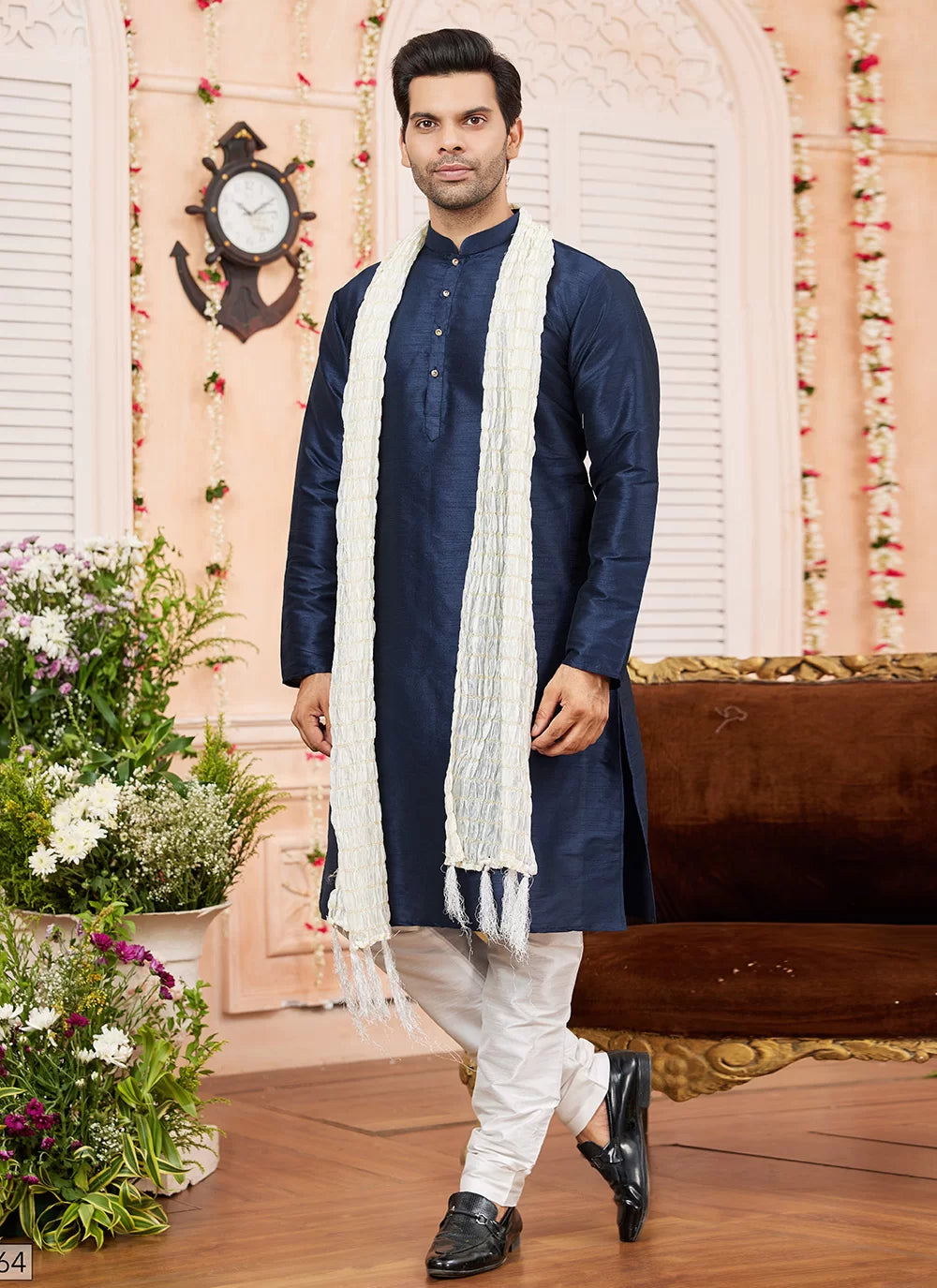 Raivat Ethnic Blue Colour Art Silk Kurta Pajama With Matching Dupatta | Grocsy