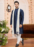 Raivat Ethnic Blue Colour Art Silk Kurta Pajama With Matching Dupatta | Grocsy