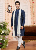 Raivat Ethnic Blue Colour Art Silk Kurta Pajama With Matching Dupatta | Grocsy