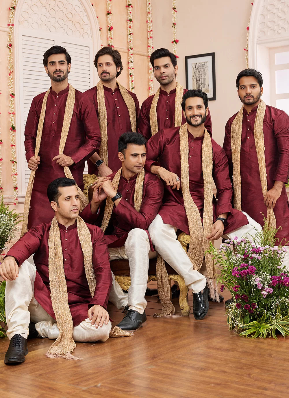 Raivat Ethnic Maroon Colour Art Silk Kurta Pajama With Matching Dupatta | Grocsy