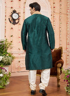 Raivat Ethnic Green Colour Art Silk Kurta Pajama With Matching Dupatta | Grocsy