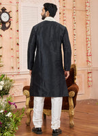 Raivat Ethnic Black Colour Art Silk Kurta Pajama With Matching Dupatta | Grocsy