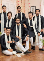 Raivat Ethnic Black Colour Art Silk Kurta Pajama With Matching Dupatta | Grocsy