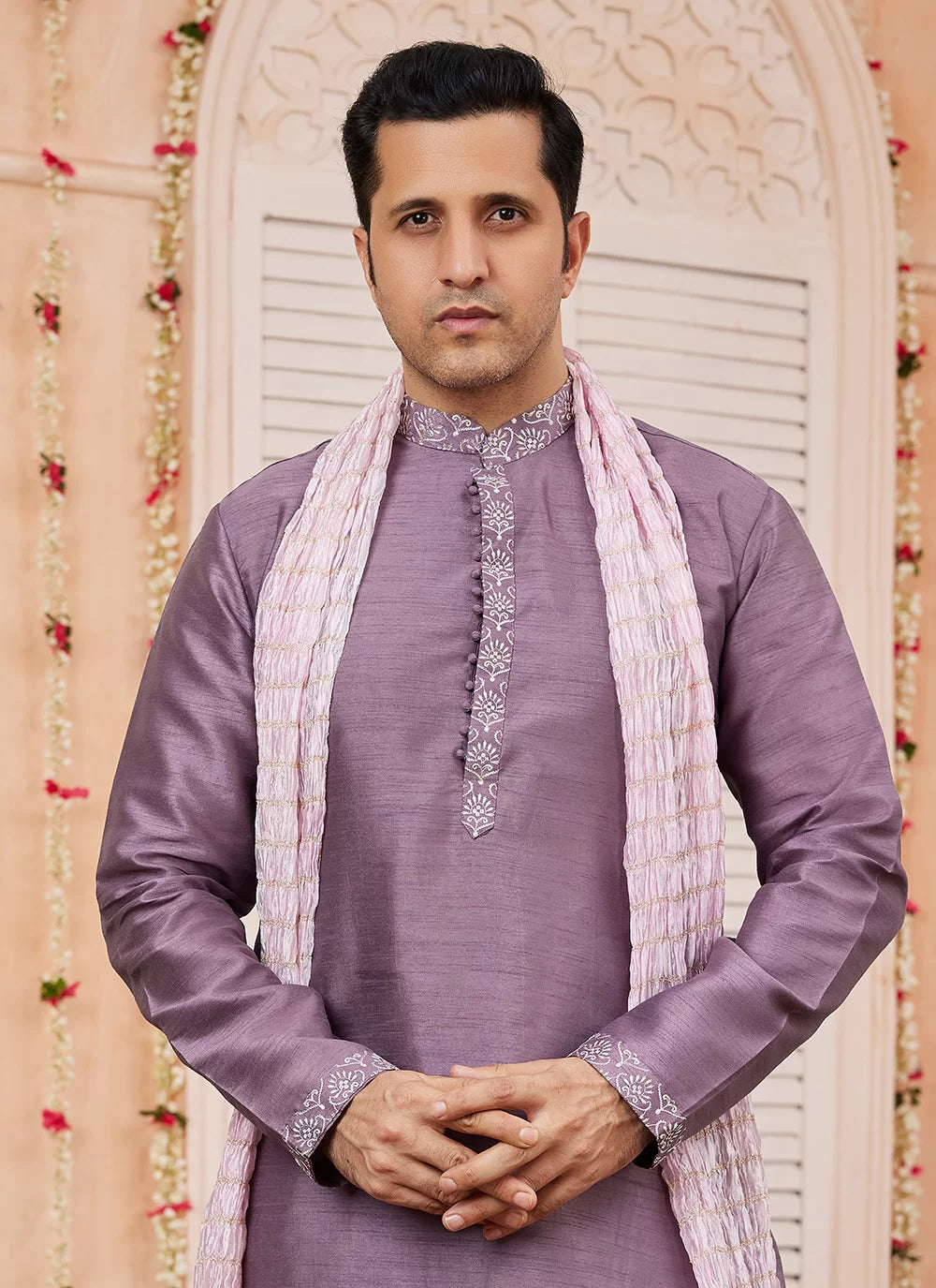 Raivat Ethnic Onion Pink Colour Art Silk Kurta Pajama With Matching Dupatta | Grocsy