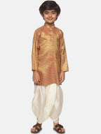 Sethukrishna Boys Gold-Toned Ethnic Motifs Kurta with Dhoti Pants | Grocsy