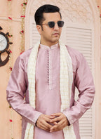 Raivat Ethnic Onion Pink Colour Art Silk Kurta Pajama With Matching Dupatta | Grocsy