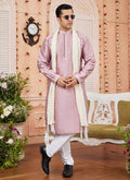 Raivat Ethnic Onion Pink Colour Art Silk Kurta Pajama With Matching Dupatta | Grocsy