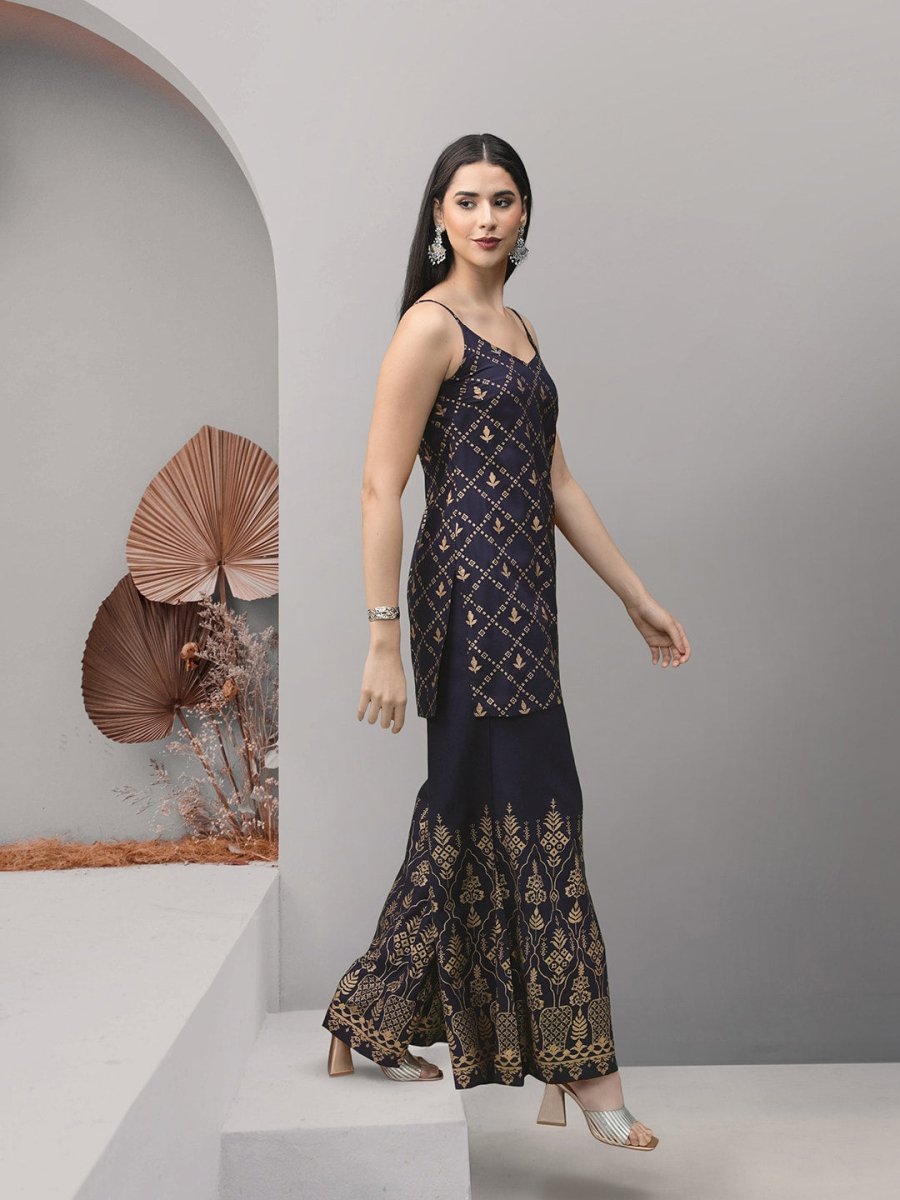 All About You Foil Printed Regular Kurta with Palazzos | Grocsy