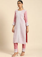 All About You Women Embroidered Chikankari Kurta With Trousers & With Dupatta | Grocsy