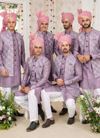 Raivat Ethnic Art Silk Embroidery Work Jacket Set In Onion Pink Colour | Grocsy