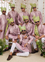 Raivat Ethnic Art Silk Embroidery Work Jacket Set In Onion Colour | Grocsy