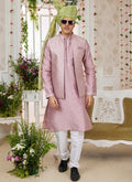 Raivat Ethnic Art Silk Embroidery Work Jacket Set In Onion Colour | Grocsy