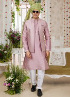 Raivat Ethnic Art Silk Embroidery Work Jacket Set In Onion Colour | Grocsy