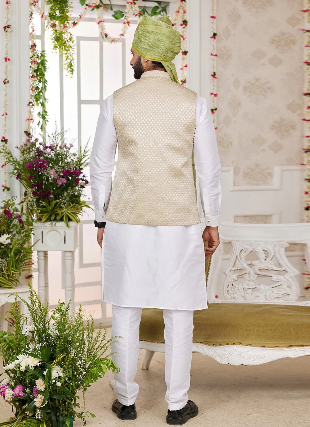 Raivat Ethnic Art Silk Embroidery Work Jacket Set In Off White Colour | Grocsy