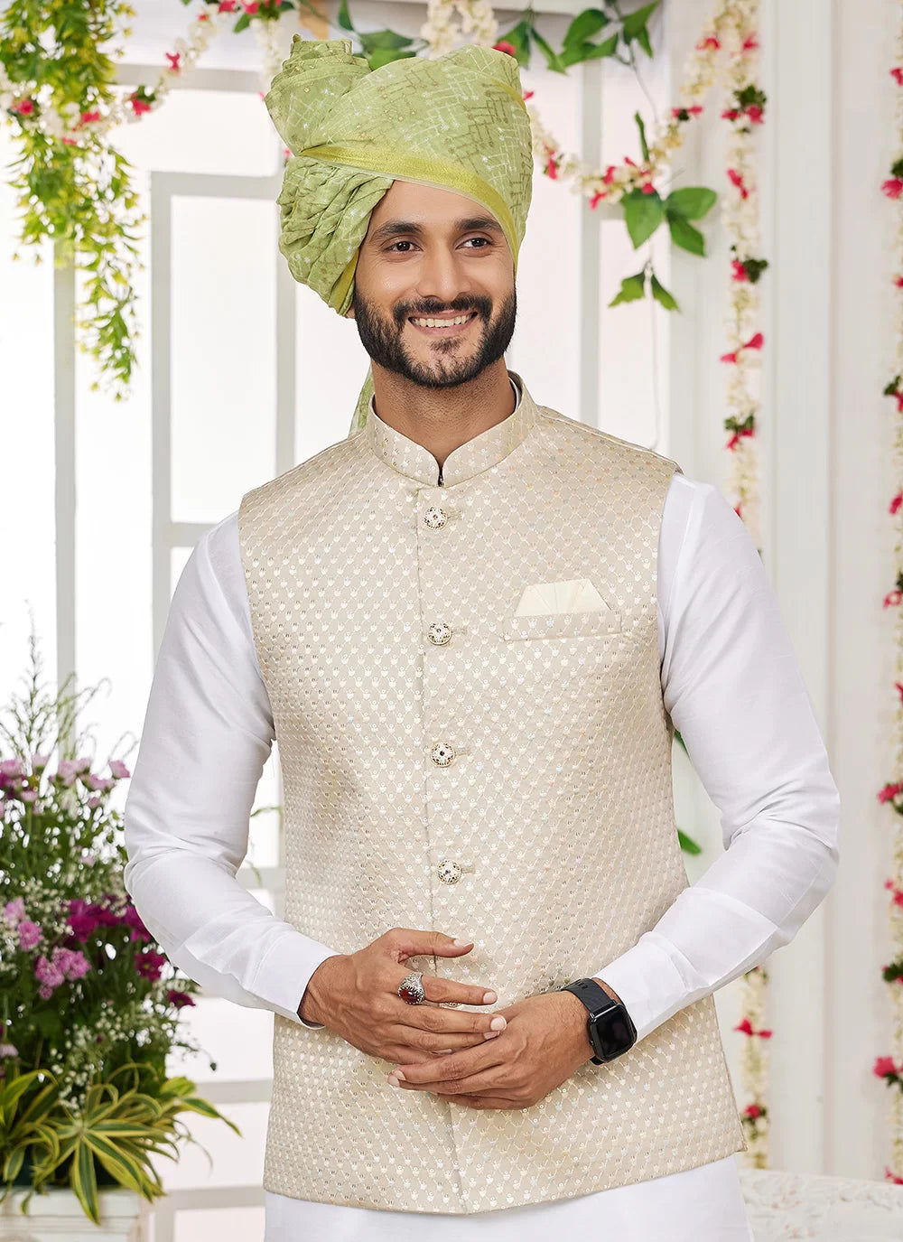 Raivat Ethnic Art Silk Embroidery Work Jacket Set In Off White Colour | Grocsy