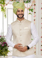 Raivat Ethnic Art Silk Embroidery Work Jacket Set In Off White Colour | Grocsy