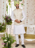 Raivat Ethnic Art Silk Embroidery Work Jacket Set In Off White Colour | Grocsy