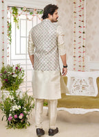 Raivat Ethnic Art Silk Embroidery Work Jacket Set In Pista Green Colour | Grocsy