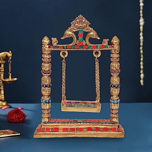AONA Brass Swing Jhula for Ladoo Gopal Idol Statue | Grocsy