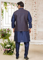Raivat Ethnic Art Silk Embroidery Work Jacket Set In Blue Colour | Grocsy