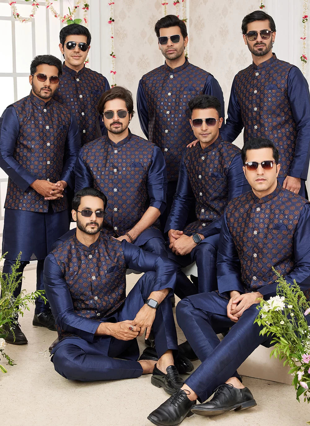 Raivat Ethnic Art Silk Embroidery Work Jacket Set In Blue Colour | Grocsy
