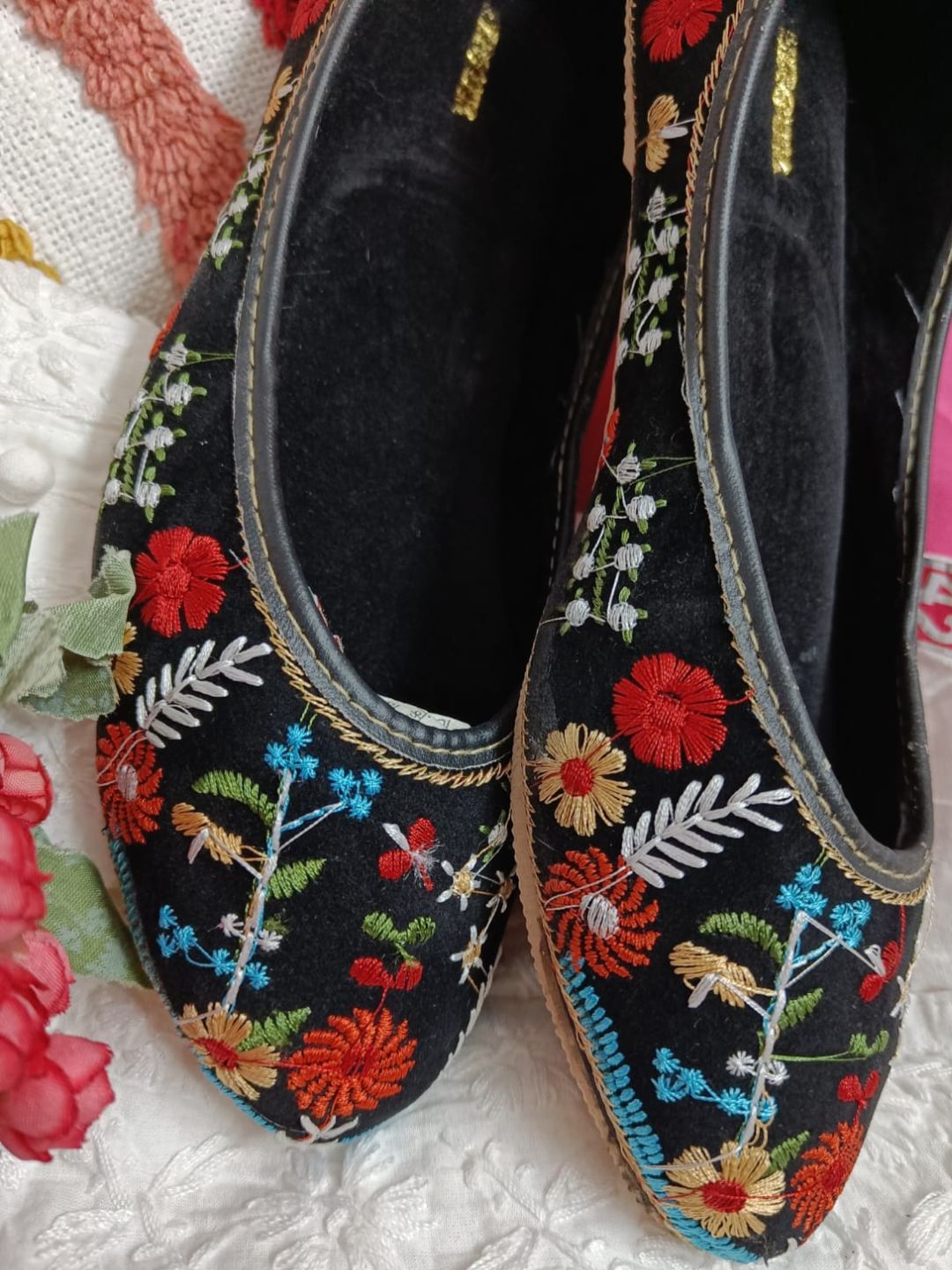 Desi Colour Women Indian Ethnic Footwear-Black Heavy Work-LR | Grocsy