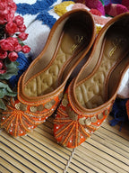 Desi Colour Women Indian Ethnic Footwear-Orange Copper Drop | Grocsy