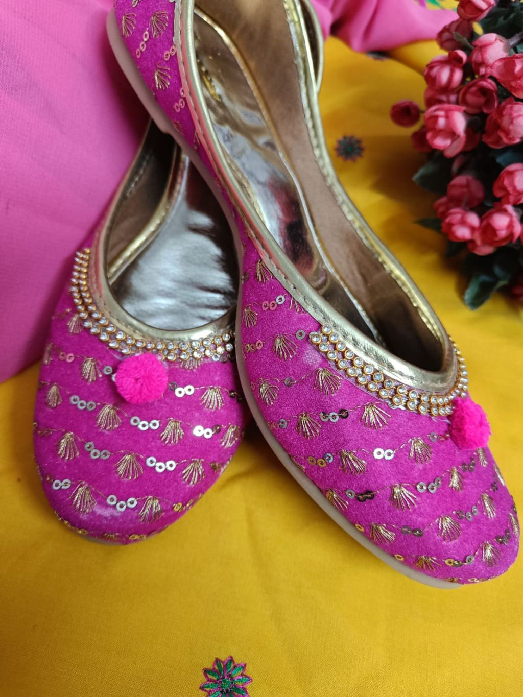 Desi Colour Women Indian Ethnic Footwear-Pink Star | Grocsy