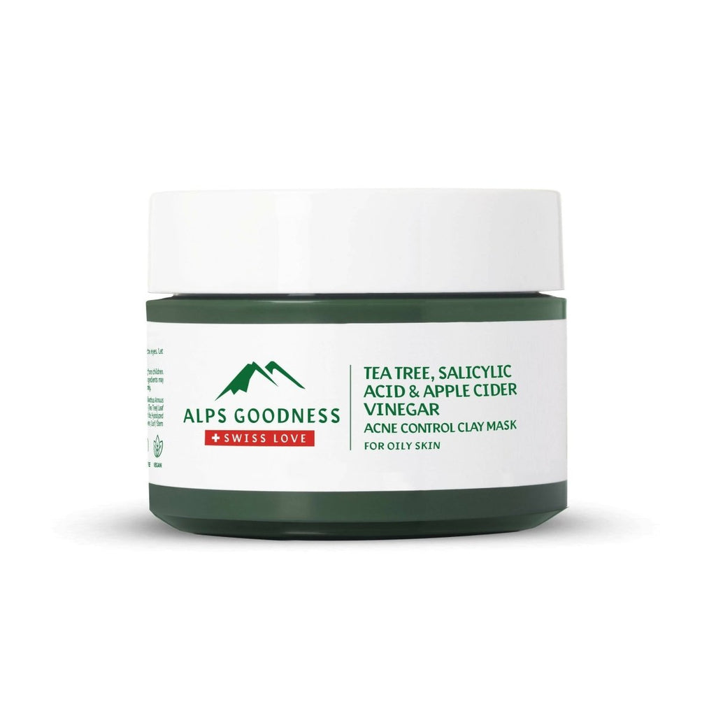 Alps Goodness Acne Control French Green Clay Mask For Oily Skin With Tea Tree, Salicylic Acid & Apple Cider Vinegar | Grocsy