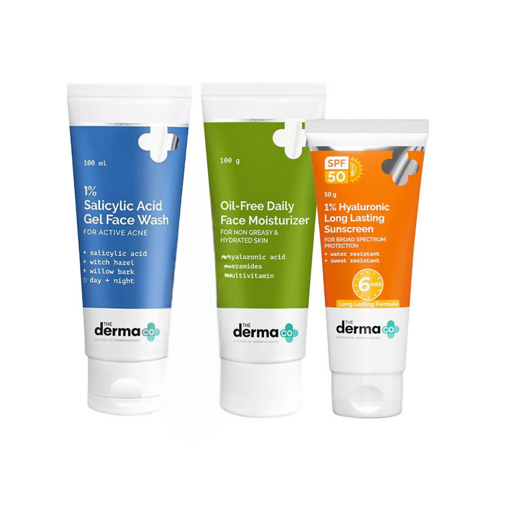 The Derma Co I-Beauty CMS (Cleanser, Moisturizer, Sunscreen) For Acne Prone Skin Combo | Grocsy