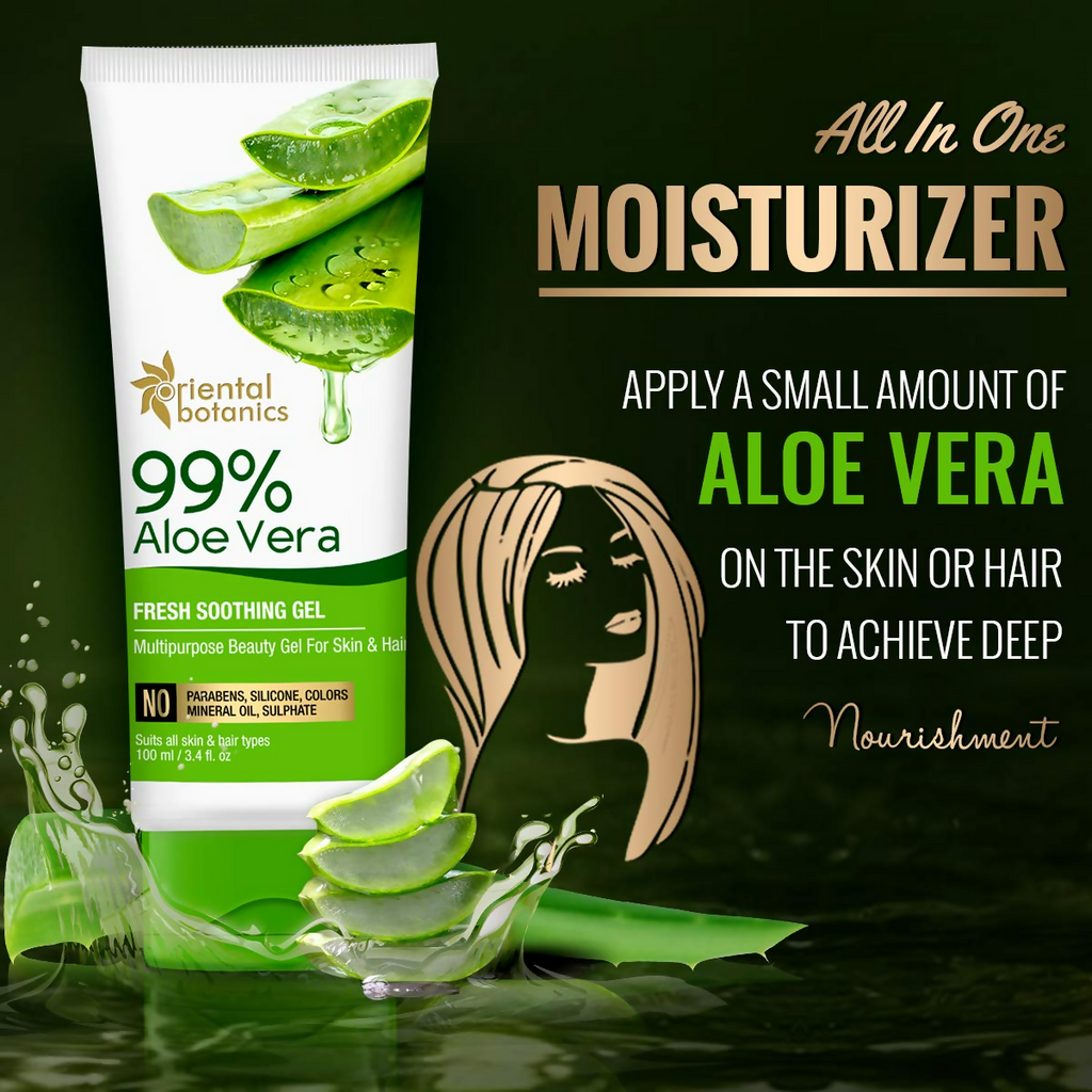 Oriental Botanics 99% Aloe Vera Fresh Soothing Gel For Skin & Hair | Grocsy