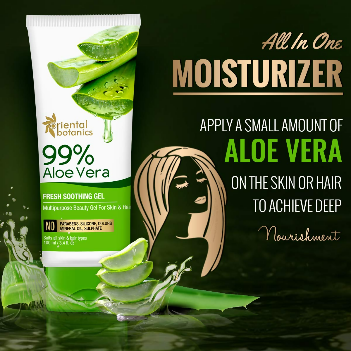 Oriental Botanics 99% Aloe Vera Fresh Soothing Gel For Skin & Hair | Grocsy